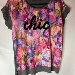 Apt. 9 Pink Purple Floral 'chic' Short Sleeve Tee